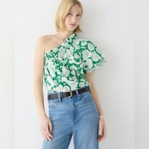 J.Crew Smocked One-shoulder Top in Kelly Floral